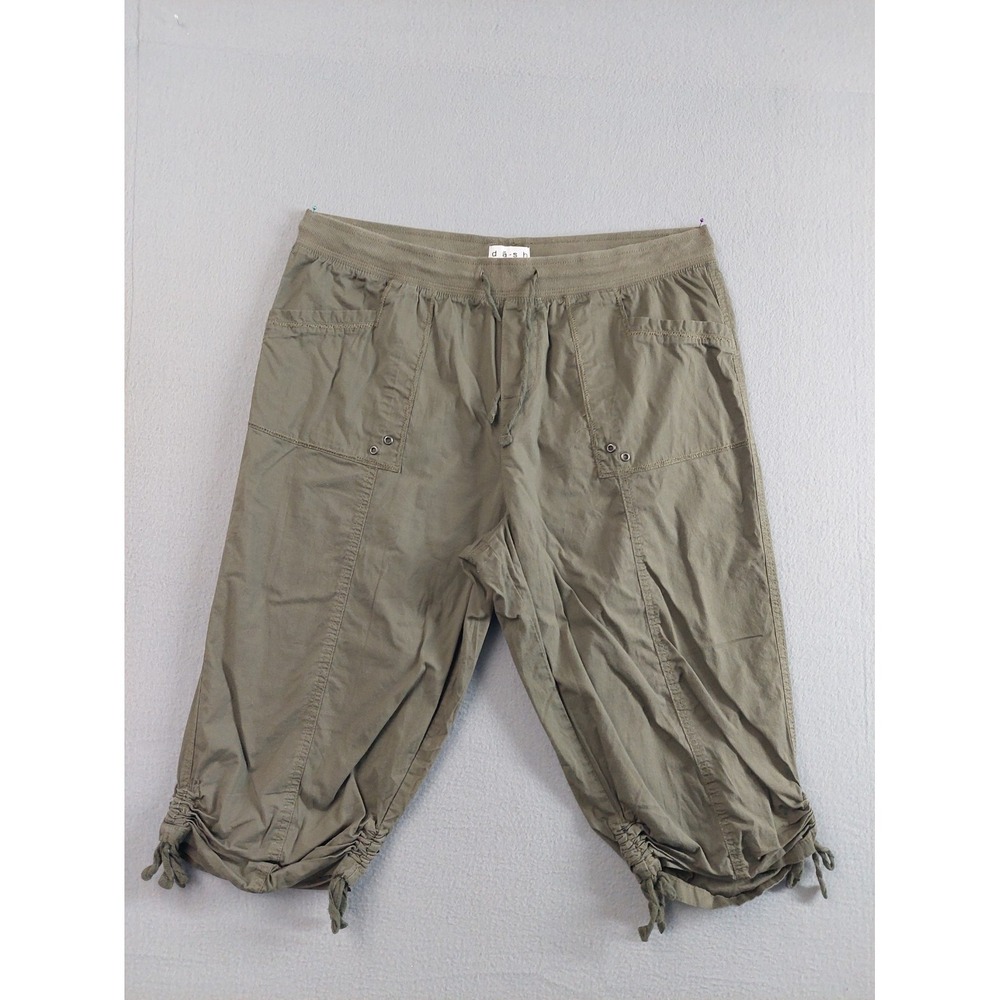 Dash Women Capri Short L Gray Drawstring Waist Stretch Pull On Comfort Out Door